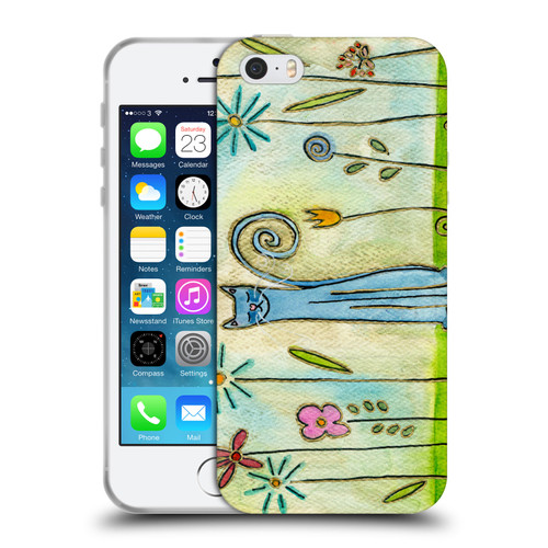 Wyanne Cat Blue Cat In The Flower Garden Soft Gel Case for Apple iPhone 5 / 5s / iPhone SE 2016