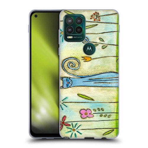 Wyanne Cat Blue Cat In The Flower Garden Soft Gel Case for Motorola Moto G Stylus 5G 2021