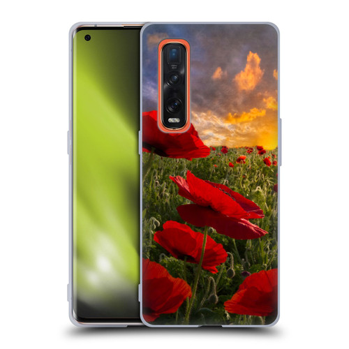 Celebrate Life Gallery Florals Red Flower Field Soft Gel Case for OPPO Find X2 Pro 5G