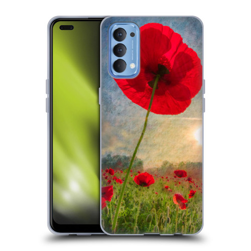 Celebrate Life Gallery Florals Red Flower Soft Gel Case for OPPO Reno 4 5G