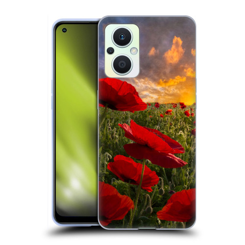 Celebrate Life Gallery Florals Red Flower Field Soft Gel Case for OPPO Reno8 Lite