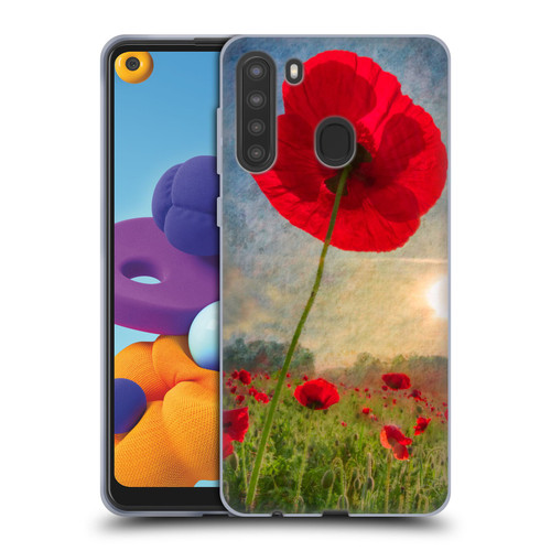 Celebrate Life Gallery Florals Red Flower Soft Gel Case for Samsung Galaxy A21 (2020)