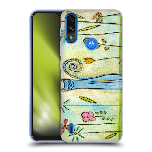 Wyanne Cat Blue Cat In The Flower Garden Soft Gel Case for Motorola Moto E7 Power / Moto E7i Power