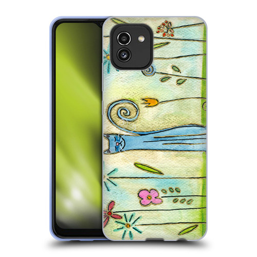 Wyanne Cat Blue Cat In The Flower Garden Soft Gel Case for Samsung Galaxy A03 (2021)