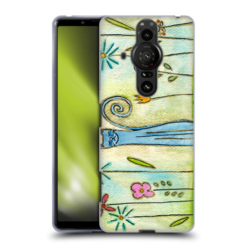 Wyanne Cat Blue Cat In The Flower Garden Soft Gel Case for Sony Xperia Pro-I