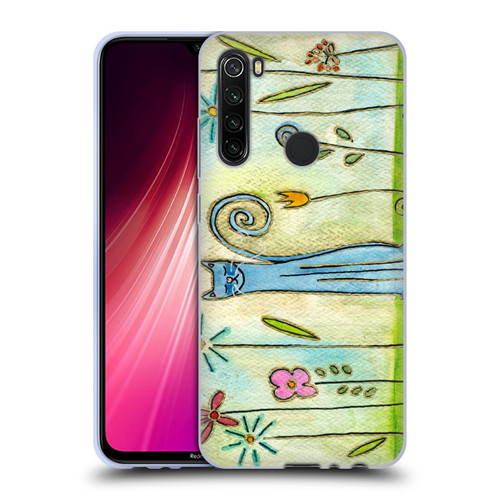 Wyanne Cat Blue Cat In The Flower Garden Soft Gel Case for Xiaomi Redmi Note 8T