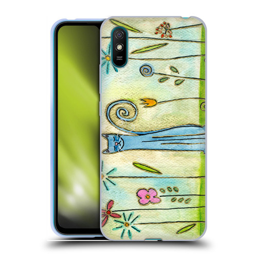 Wyanne Cat Blue Cat In The Flower Garden Soft Gel Case for Xiaomi Redmi 9A / Redmi 9AT