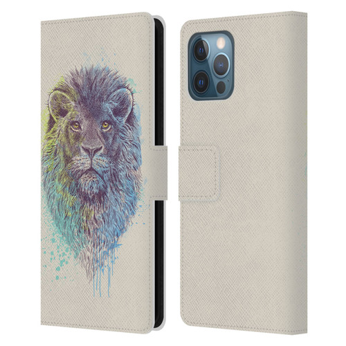 Rachel Caldwell Animals 3 Lion Leather Book Wallet Case Cover For Apple iPhone 12 Pro Max