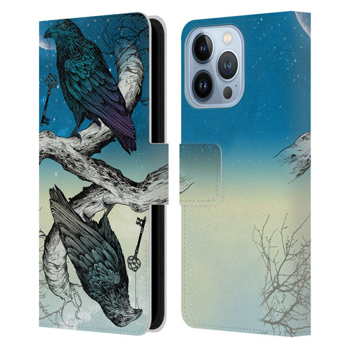 Rachel Caldwell Animals 3 Raven Leather Book Wallet Case Cover For Apple iPhone 13 Pro