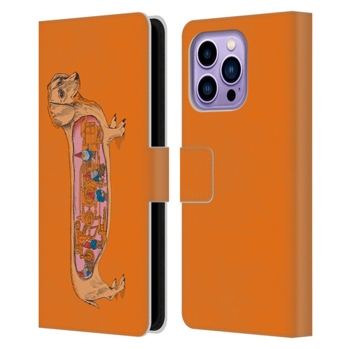 Rachel Caldwell Animals 3 Dachshund Leather Book Wallet Case Cover For Apple iPhone 14 Pro Max