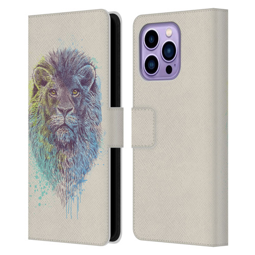 Rachel Caldwell Animals 3 Lion Leather Book Wallet Case Cover For Apple iPhone 14 Pro Max