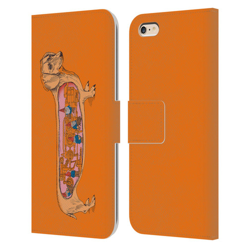 Rachel Caldwell Animals 3 Dachshund Leather Book Wallet Case Cover For Apple iPhone 6 Plus / iPhone 6s Plus