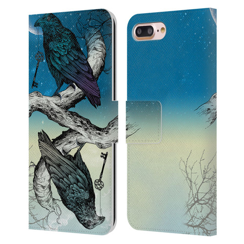 Rachel Caldwell Animals 3 Raven Leather Book Wallet Case Cover For Apple iPhone 7 Plus / iPhone 8 Plus
