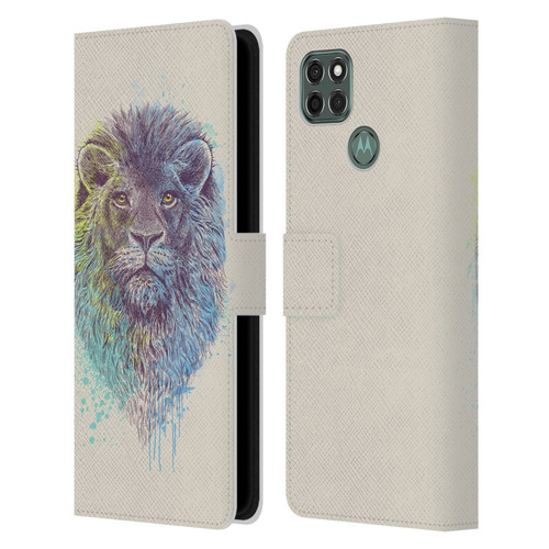 Rachel Caldwell Animals 3 Lion Leather Book Wallet Case Cover For Motorola Moto G9 Power