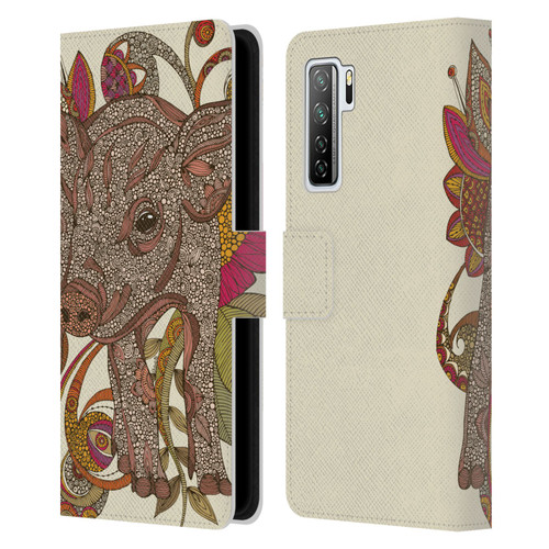 Valentina Animals And Floral Paisley Piggy Leather Book Wallet Case Cover For Huawei Nova 7 SE/P40 Lite 5G