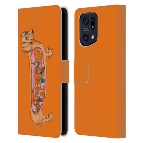 Rachel Caldwell Animals 3 Dachshund Leather Book Wallet Case Cover For OPPO Find X5 Pro