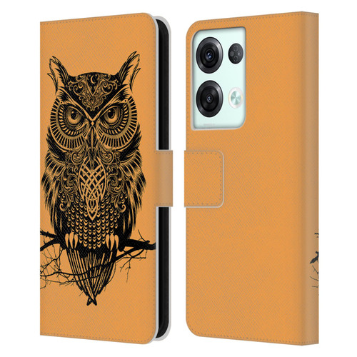 Rachel Caldwell Animals 3 Owl 2 Leather Book Wallet Case Cover For OPPO Reno8 Pro