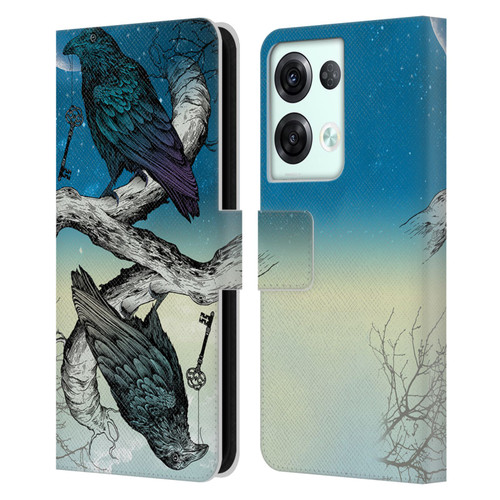 Rachel Caldwell Animals 3 Raven Leather Book Wallet Case Cover For OPPO Reno8 Pro
