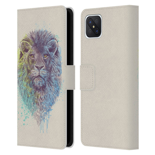 Rachel Caldwell Animals 3 Lion Leather Book Wallet Case Cover For OPPO Reno4 Z 5G