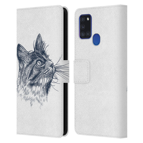 Rachel Caldwell Animals 3 Cat Leather Book Wallet Case Cover For Samsung Galaxy A21s (2020)
