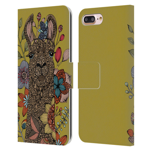 Valentina Animals And Floral Llama Leather Book Wallet Case Cover For Apple iPhone 7 Plus / iPhone 8 Plus