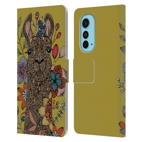 Valentina Animals And Floral Llama Leather Book Wallet Case Cover For Motorola Edge (2022)