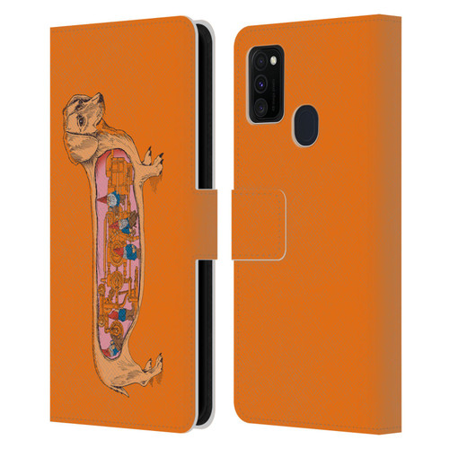 Rachel Caldwell Animals 3 Dachshund Leather Book Wallet Case Cover For Samsung Galaxy M30s (2019)/M21 (2020)