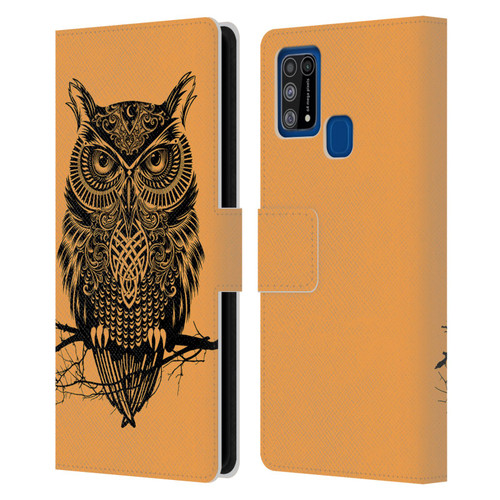 Rachel Caldwell Animals 3 Owl 2 Leather Book Wallet Case Cover For Samsung Galaxy M31 (2020)