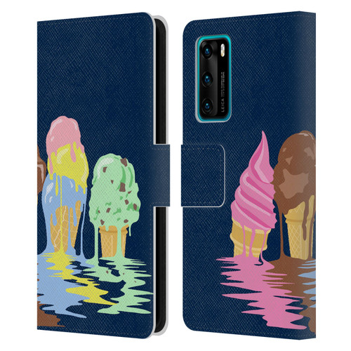 Rachel Caldwell Illustrations Ice Cream River Leather Book Wallet Case Cover For Huawei P40 5G