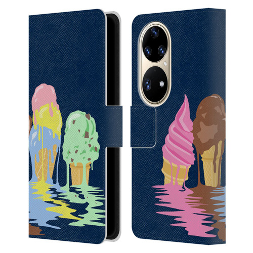 Rachel Caldwell Illustrations Ice Cream River Leather Book Wallet Case Cover For Huawei P50 Pro