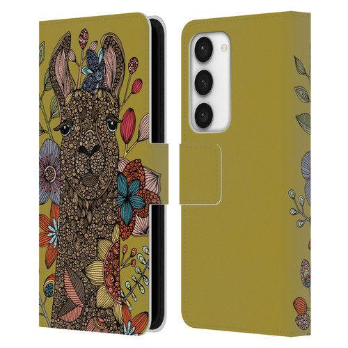 Valentina Animals And Floral Llama Leather Book Wallet Case Cover For Samsung Galaxy S23 5G