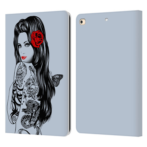 Rachel Caldwell Illustrations Tattoo Girl Leather Book Wallet Case Cover For Apple iPad 9.7 2017 / iPad 9.7 2018