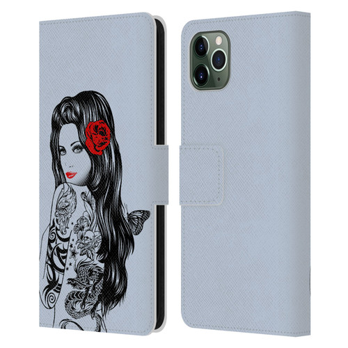 Rachel Caldwell Illustrations Tattoo Girl Leather Book Wallet Case Cover For Apple iPhone 11 Pro Max