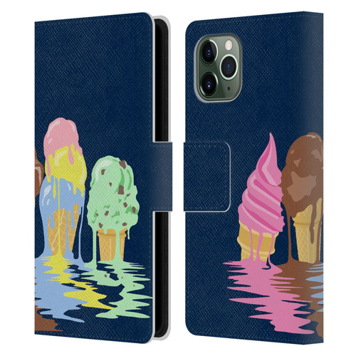 Rachel Caldwell Illustrations Ice Cream River Leather Book Wallet Case Cover For Apple iPhone 11 Pro