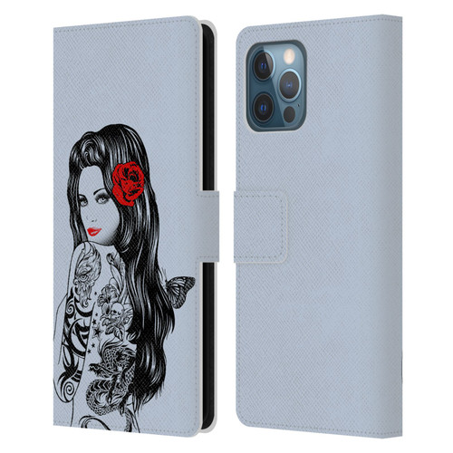 Rachel Caldwell Illustrations Tattoo Girl Leather Book Wallet Case Cover For Apple iPhone 12 Pro Max