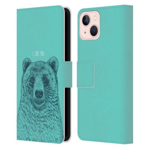 Rachel Caldwell Illustrations Bear Root Leather Book Wallet Case Cover For Apple iPhone 13