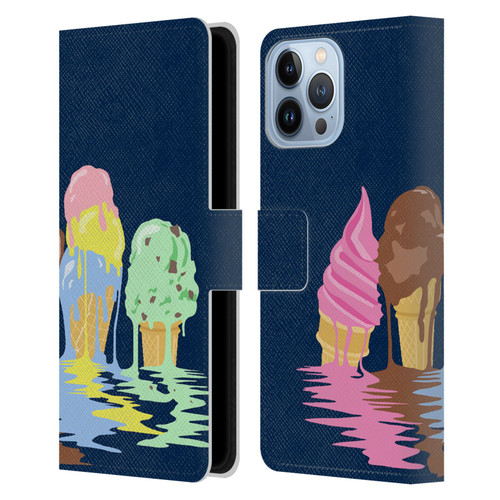 Rachel Caldwell Illustrations Ice Cream River Leather Book Wallet Case Cover For Apple iPhone 13 Pro Max