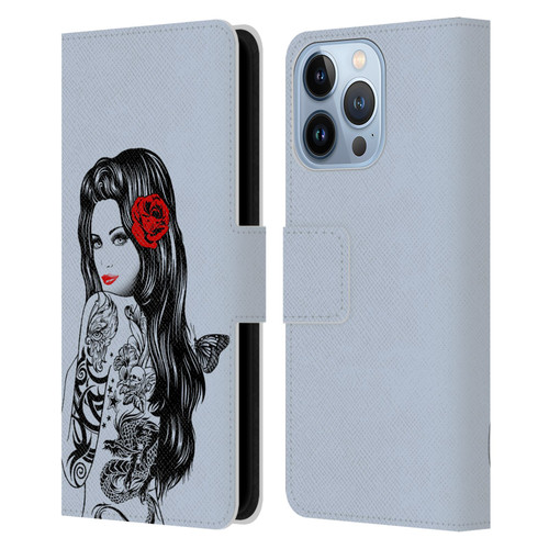 Rachel Caldwell Illustrations Tattoo Girl Leather Book Wallet Case Cover For Apple iPhone 13 Pro