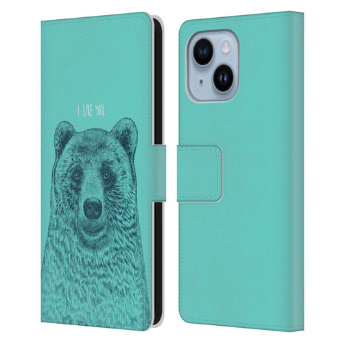 Rachel Caldwell Illustrations Bear Root Leather Book Wallet Case Cover For Apple iPhone 14 Plus
