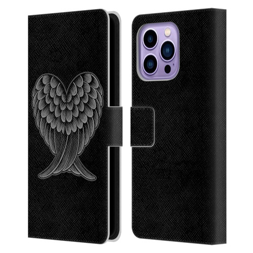 Rachel Caldwell Illustrations Heart Wings Leather Book Wallet Case Cover For Apple iPhone 14 Pro Max