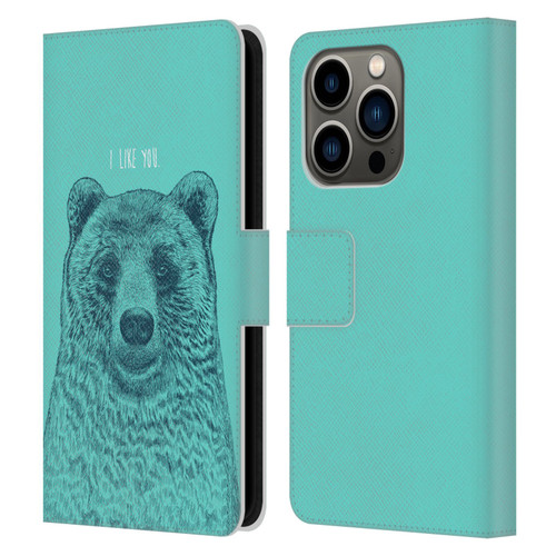 Rachel Caldwell Illustrations Bear Root Leather Book Wallet Case Cover For Apple iPhone 14 Pro