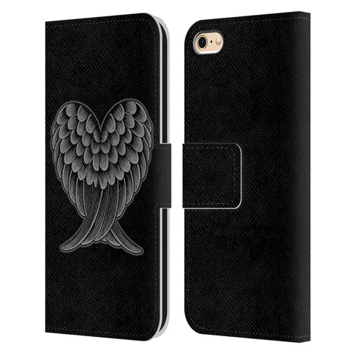 Rachel Caldwell Illustrations Heart Wings Leather Book Wallet Case Cover For Apple iPhone 6 / iPhone 6s
