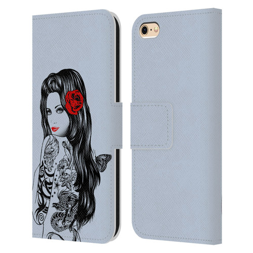 Rachel Caldwell Illustrations Tattoo Girl Leather Book Wallet Case Cover For Apple iPhone 6 / iPhone 6s