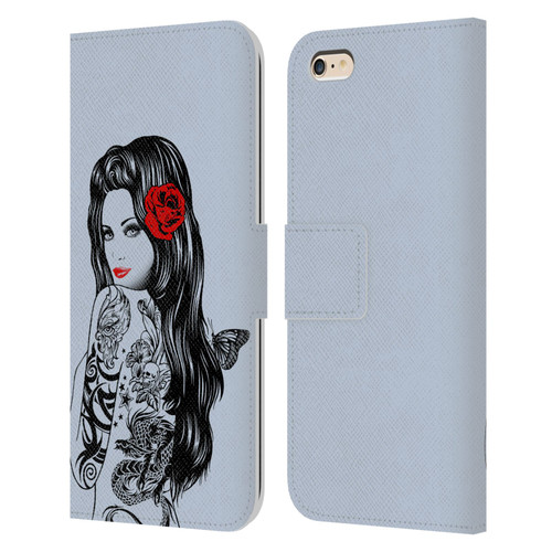 Rachel Caldwell Illustrations Tattoo Girl Leather Book Wallet Case Cover For Apple iPhone 6 Plus / iPhone 6s Plus
