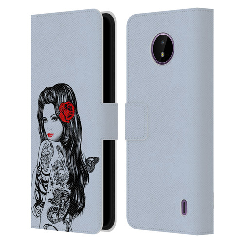 Rachel Caldwell Illustrations Tattoo Girl Leather Book Wallet Case Cover For Nokia C10 / C20