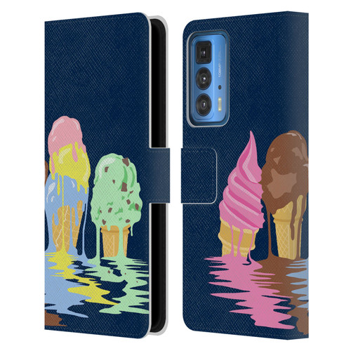 Rachel Caldwell Illustrations Ice Cream River Leather Book Wallet Case Cover For Motorola Edge 20 Pro