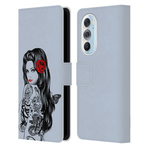 Rachel Caldwell Illustrations Tattoo Girl Leather Book Wallet Case Cover For Motorola Edge X30