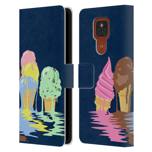 Rachel Caldwell Illustrations Ice Cream River Leather Book Wallet Case Cover For Motorola Moto E7 Plus