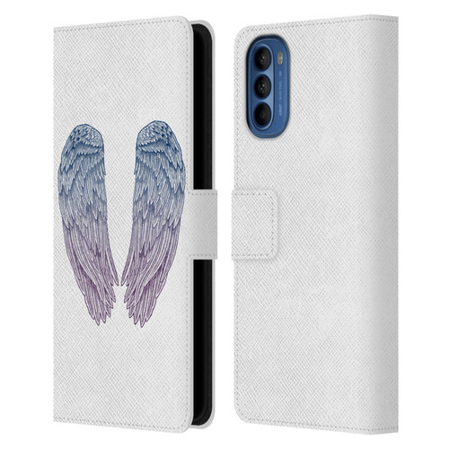 Rachel Caldwell Illustrations Angel Wings Leather Book Wallet Case Cover For Motorola Moto G41