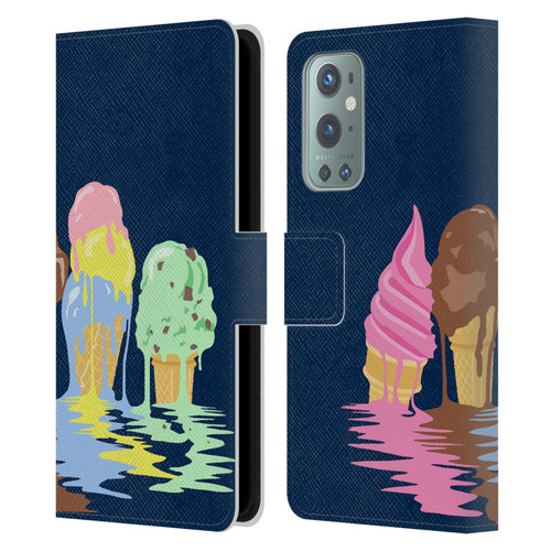 Rachel Caldwell Illustrations Ice Cream River Leather Book Wallet Case Cover For OnePlus 9